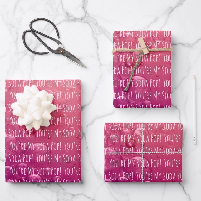 Juego de 3 hojas de papel de regalo de refresco (Anverso)