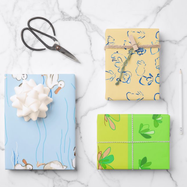 Juego de 3 hojas planas de papel de regalo (Anverso)