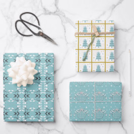 Juego de 3 hojas planas de papel de regalo