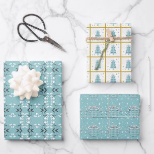 Juego de 3 hojas planas de papel de regalo