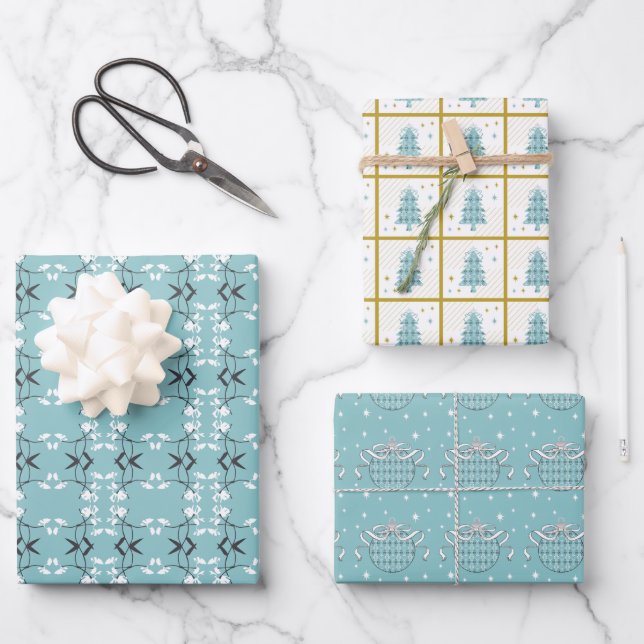Juego de 3 hojas planas de papel de regalo (Anverso)