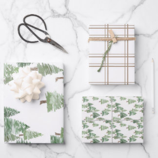 Juego de 3 hojas planas de papel de regalo