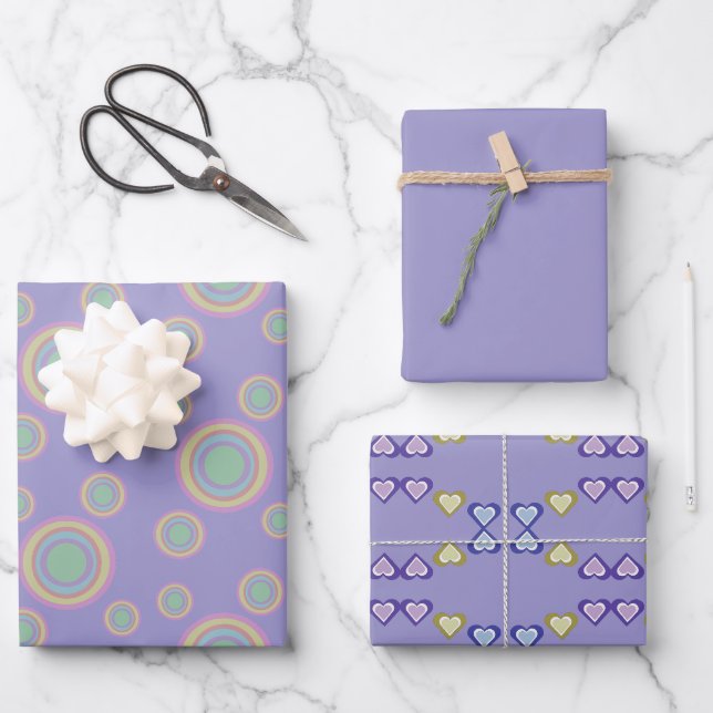 Juego de 3 hojas planas de papel de regalo (Anverso)