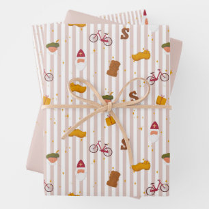 Juego de 3 hojas planas de papel de regalo