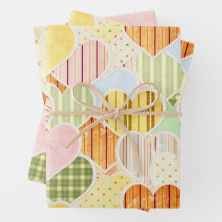 Juego de 3 hojas planas de papel de regalo Corazon