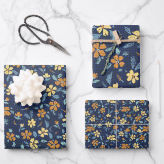 Juego de 3 hojas planas de papel de regalo Cottage