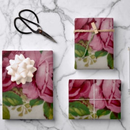 Juego de 3 hojas planas de papel de regalo de col 