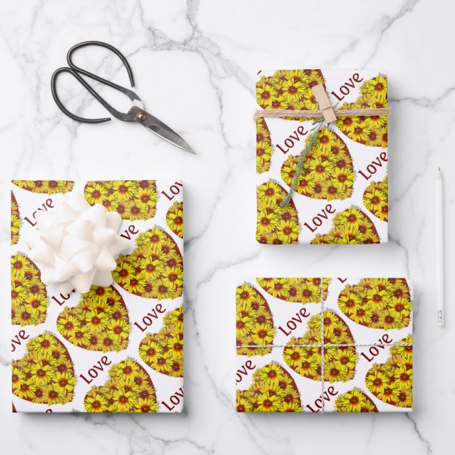 Juego de 3 hojas planas de papel de regalo de cora (Anverso)