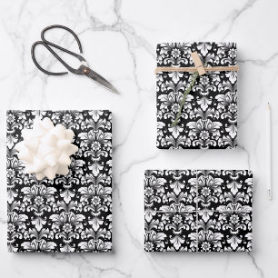 Juego de 3 hojas planas de papel de regalo de dama