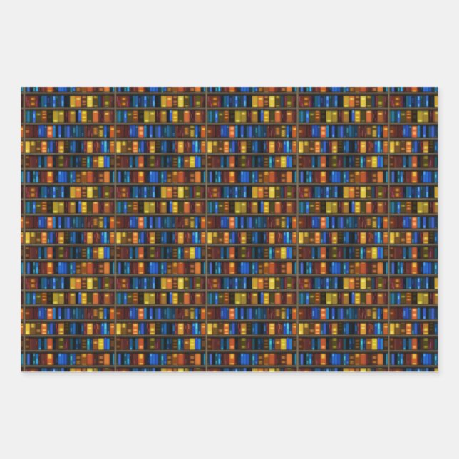 Juego de 3 hojas planas de papel de regalo de libr (Anverso)