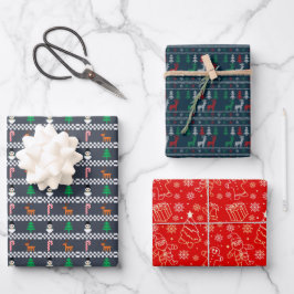 Juego de 3 hojas planas de papel de regalo de Navi