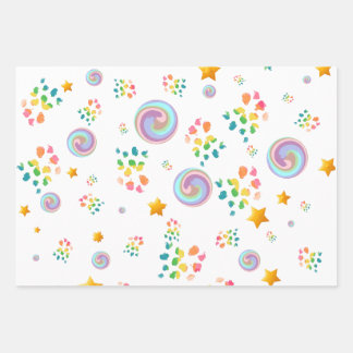 Juego de 3 hojas planas de papel de regalo moderno