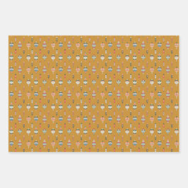 Juego de 3 hojas planas de papel de regalo navideñ