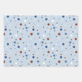 Juego de 3 hojas planas de papel de regalo patriót