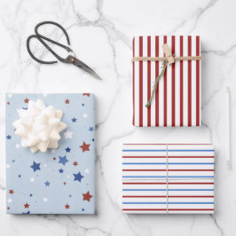 Juego de 3 hojas planas de papel de regalo patriót
