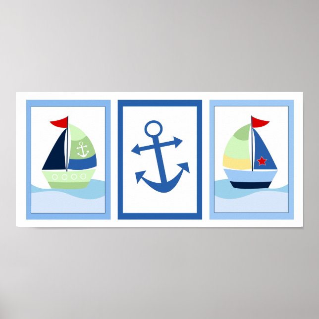 Juego de 3 Impresiones Artísticas de Barco de Vela (Frente)