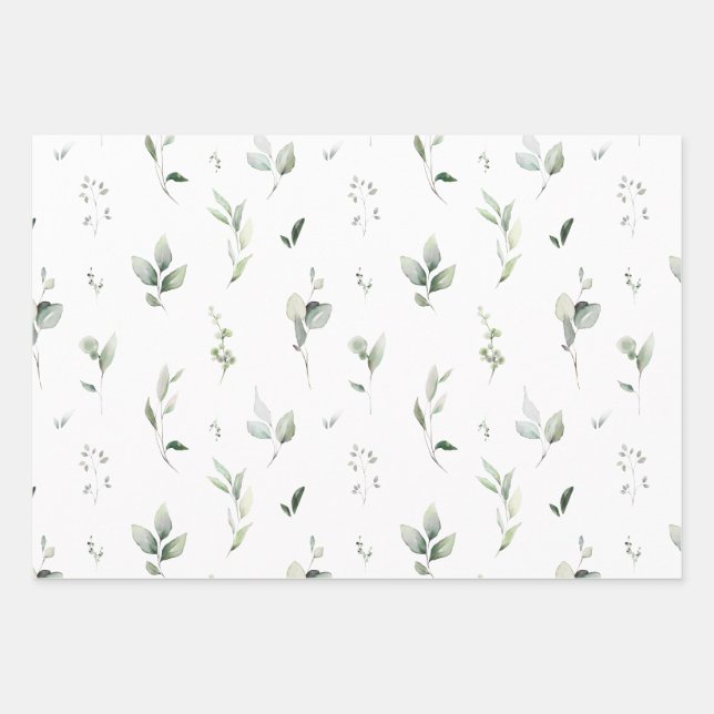Juego de 3 láminas planas de papel con follaje ver (Anverso)