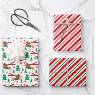 Juego de 3 Papel de Regalo de Navidad de Dachshund