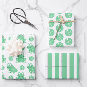Juego de 3 Papel de Regalo de Ranas Almohadillas d