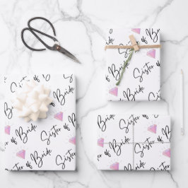 Juego de 3 pliegos de papel de regalo "Hermana de 