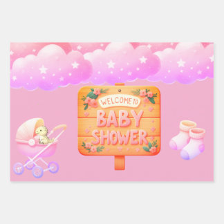 Juego de 3 sábanas planas de papel para baby showe