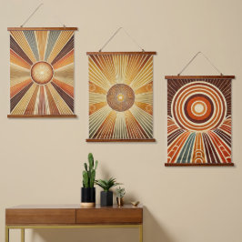 Juego de 3 tapices geométricos de pared de madera