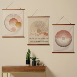 Juego de 3 tapices geométricos de pared de madera 