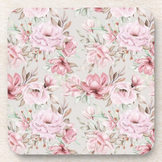 Juego de 6 posavasos con estampado floral (Frente)