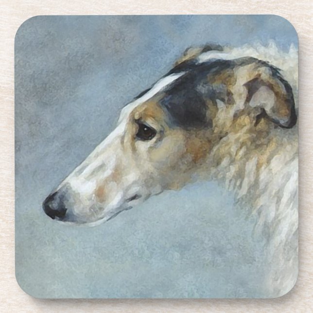Juego de 6 posavasos de acuarela Borzoi (Frente)