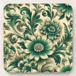 Juego de 6 posavasos de corcho con estampado flora