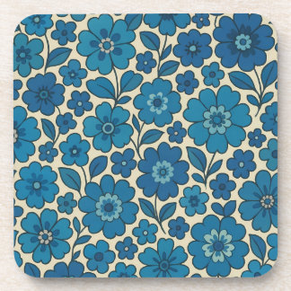 Juego de 6 posavasos de corcho con flores azules r