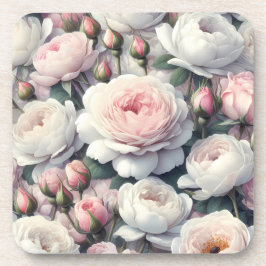 Juego de 6 posavasos de corcho con flores de color