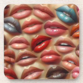Juego de 6 posavasos de corcho con labios de Pop A
