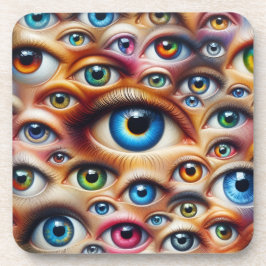 Juego de 6 posavasos de corcho con ojos coloridos