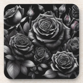 Juego de 6 posavasos de corcho con rosas oscuras