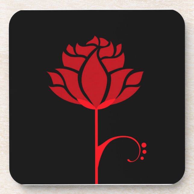 Juego de 6 Posavasos de Rosa Roja Elegante (Frente)