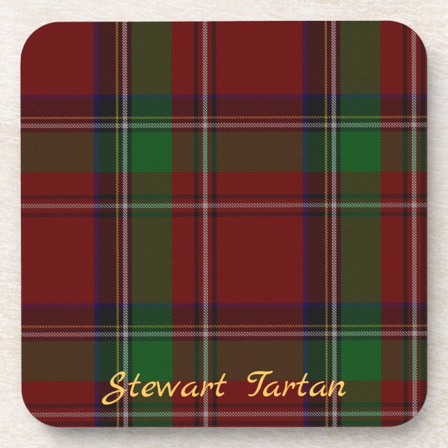 Juego de 6 posavasos de tartán Stewart para regalo (Frente)