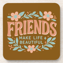 Juego de 6 posavasos florales 'Los amigos hacen la