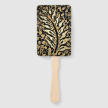Juego de abanicos de mano con diseño de hoja de or