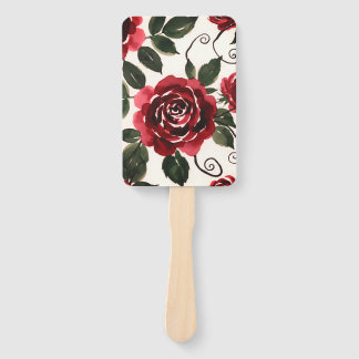 Juego de abanicos de rosas rojas oscuras