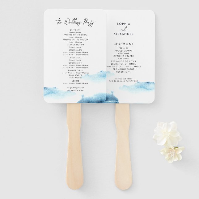 Juego de abanicos para boda moderna.  (Anverso y reverso)