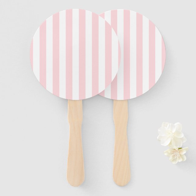 Juego de abanicos rosa y blanco a rayas (Anverso y reverso)
