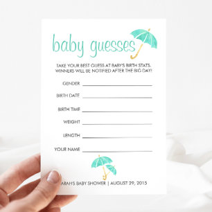 Juego de adivinación de Baby Shower de Mint Umbrel