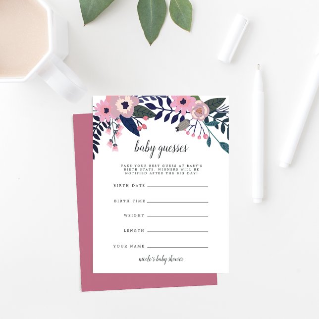 Juego de adivinación de Baby Shower floral Pink Me (Subido por el creador)