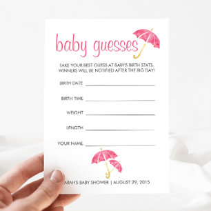 Juego de adivinación de Baby Shower para los parag