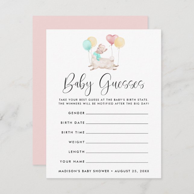 Juego de adivinanzas de Baby Shower con nombre dul (Anverso / Reverso)