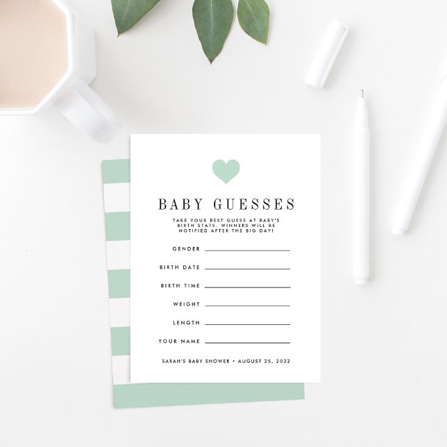 Juego de adivinanzas de Baby Shower verde de la Ca (Subido por el creador)