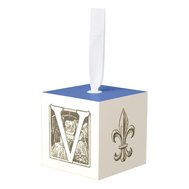 Juego de adornos de bloques alfabéticos franceses  (Anverso en perspectiva)