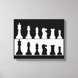 Juego de ajedrez blanco y negro en lienzo de pared