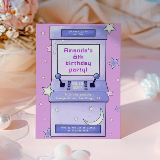 Juego de arcade de retro lindo niños Invitación de (Subido por el creador)